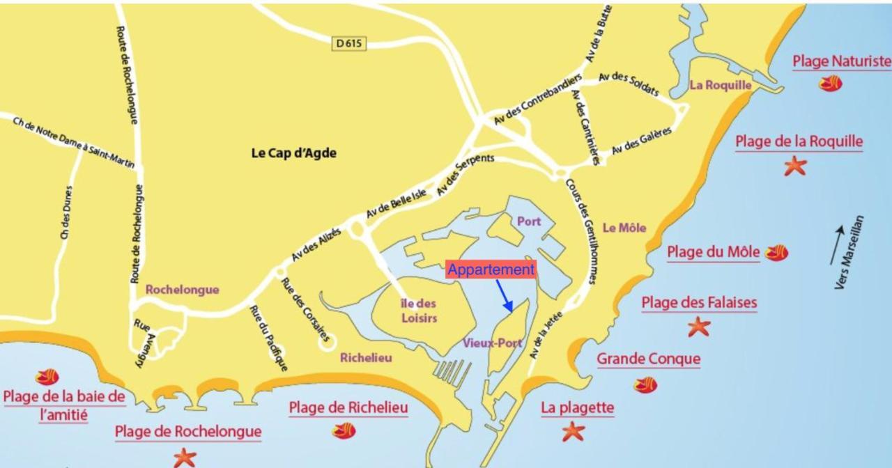 La Brigantine 607, T2 Vue Mer, Piscine, Tennis Agde Exteriör bild